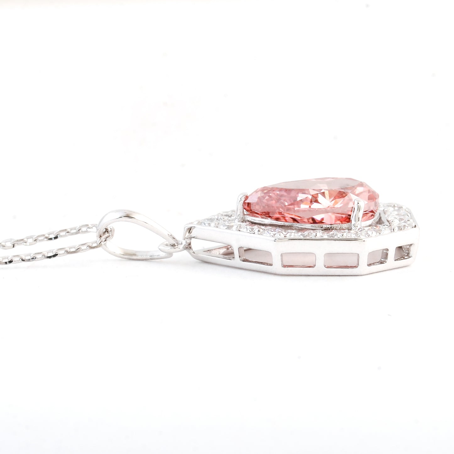 2.56 Carats Pink Lab Grown Diamond 14K Gold Pendant