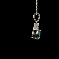 3.18 Ct Oval Blue Topaz, White Zircon 925 Sterling Silver Pendant