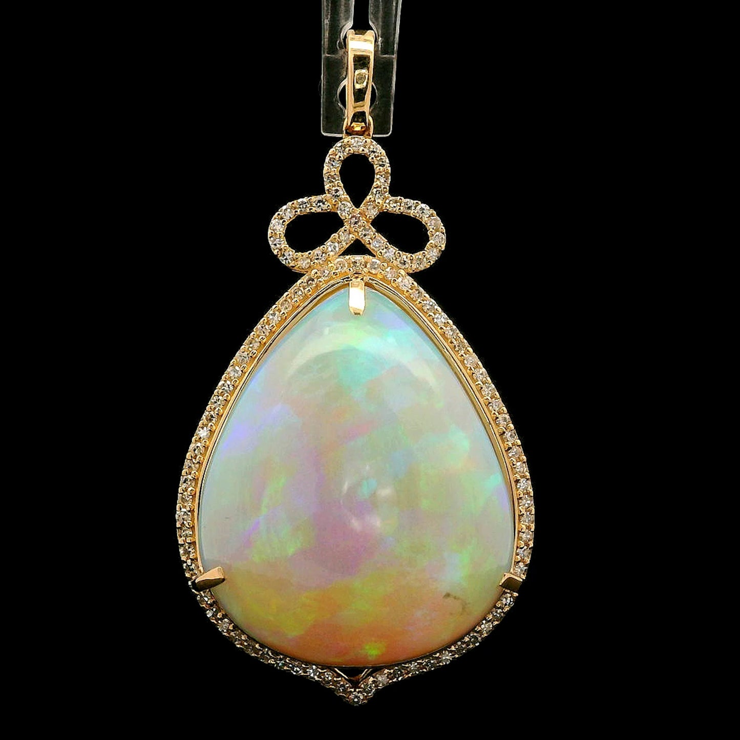 26.27 Ct Pear Cabochon Natural Opal 14K Gold Pendant