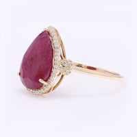 4.43 Ct Pear Mixed Cut Natural Ruby 14K Gold Ring