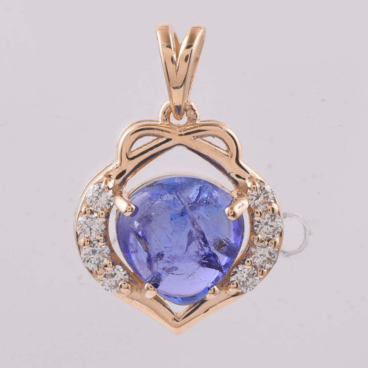 2.53 Ct Fancy Cabochon Cut Natural Tanzanite 14K Gold Pendant