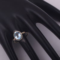 2.24 Ct Oval Blue Topaz 9K Gold Ring