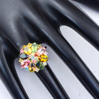 3.94 Ct Oval Multi Tourmaline 14K Gold Ring