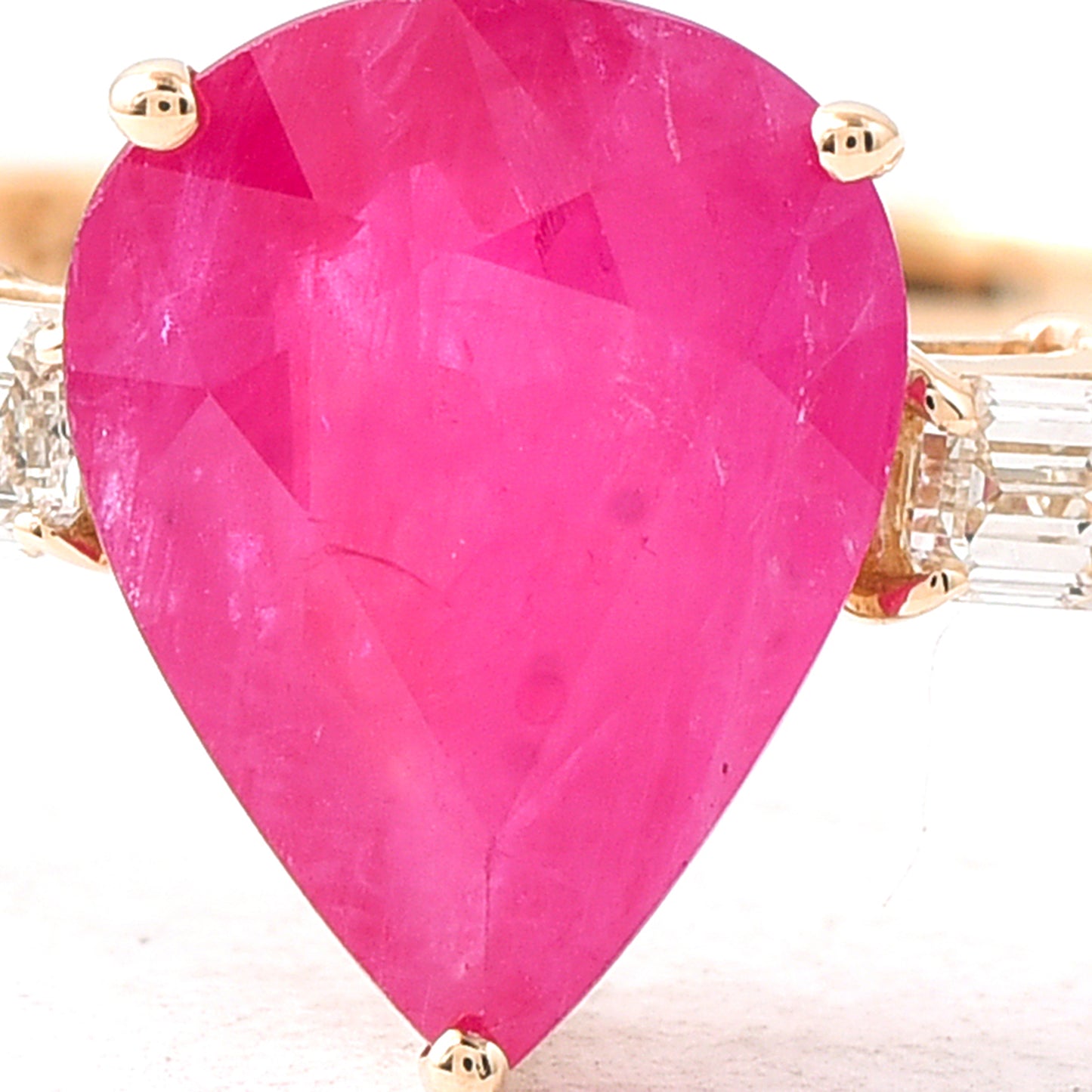 1.87 Ct Pear Ruby 14K Gold Ring