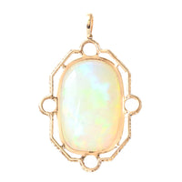 26.76 Ct Rectangular Cushion Cabochon Natural Opal 14K Gold Pendant