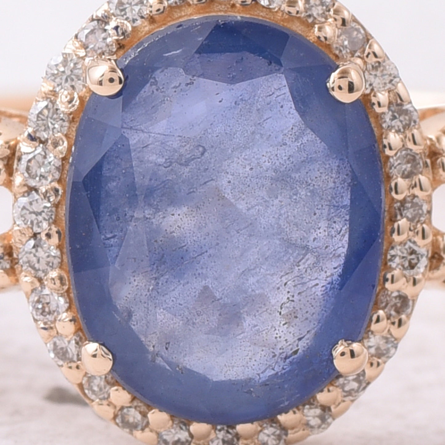 1.98 Ct Oval Mixed Cut Natural Sapphire 14K Gold Ring