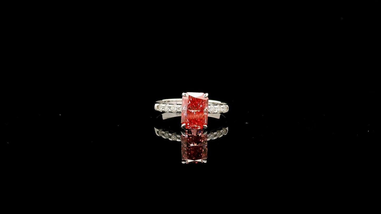 1.69 Carats Pink Lab Grown Diamond 14K Gold Ring