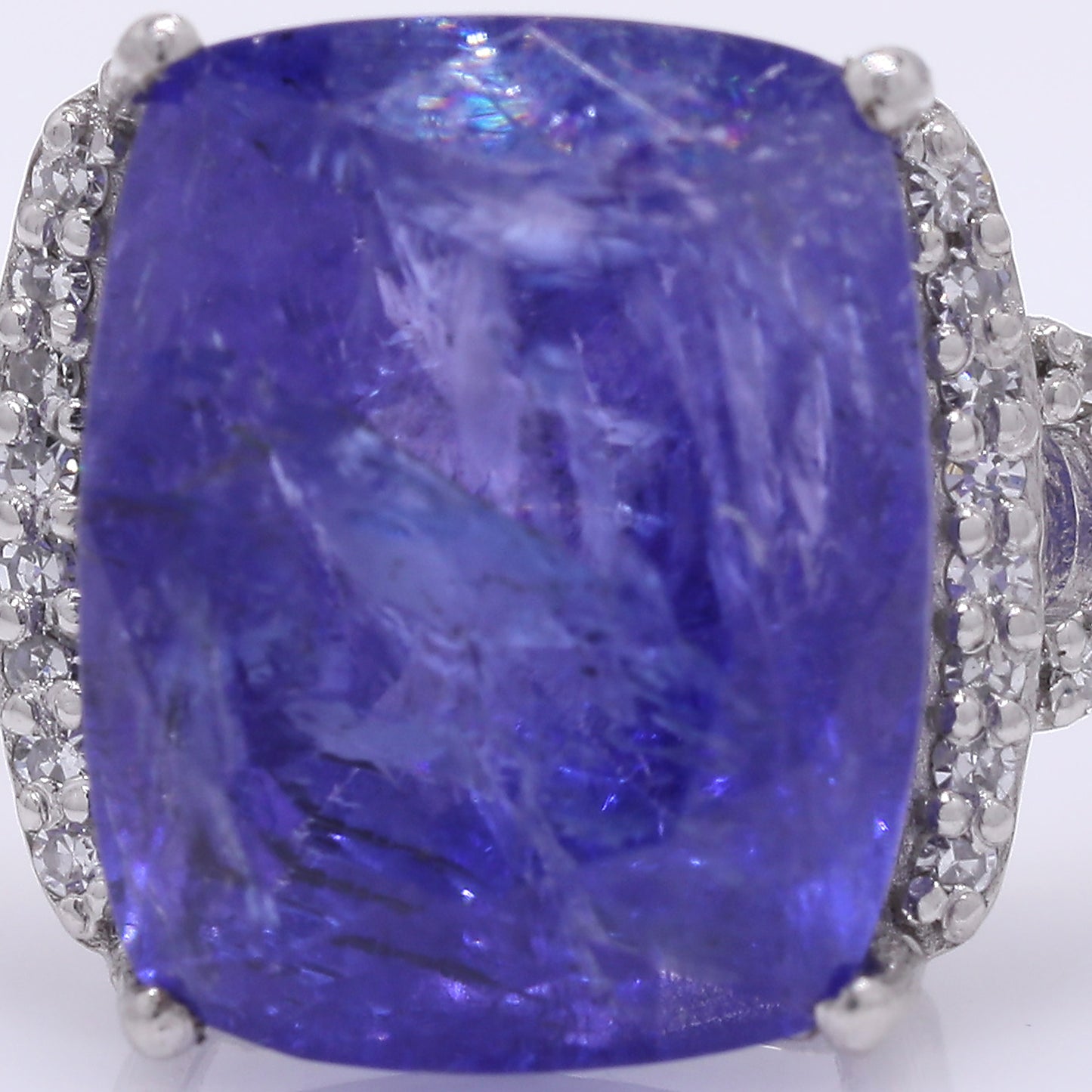 5.86 Ct Cushion Mixed Cut Natural Tanzanite 950 Platinum Ring