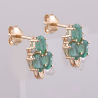 1.53 Ct Oval Natural Emerald 14K Gold Earrings