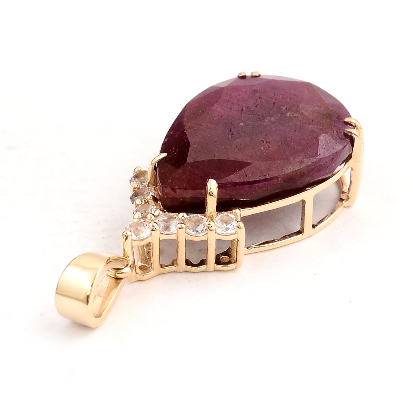 9.42 Ct Pear Ruby 14K Gold Pendant
