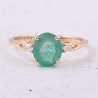 1.58 Ct Oval Natural Emerald 14K Gold Ring