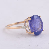 5.80 Ct Oval Natural Tanzanite 14K Gold Ring
