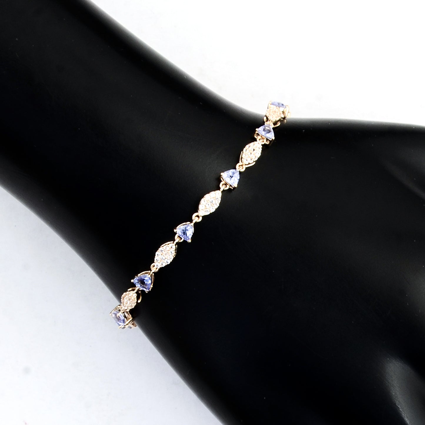 3.13 Ct Trillion Tanzanite 14K Gold Bracelet