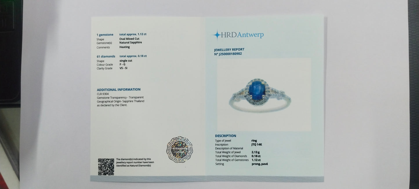 1.30 Ct Oval Mixed Cut Natural Sapphire 14K Gold Ring