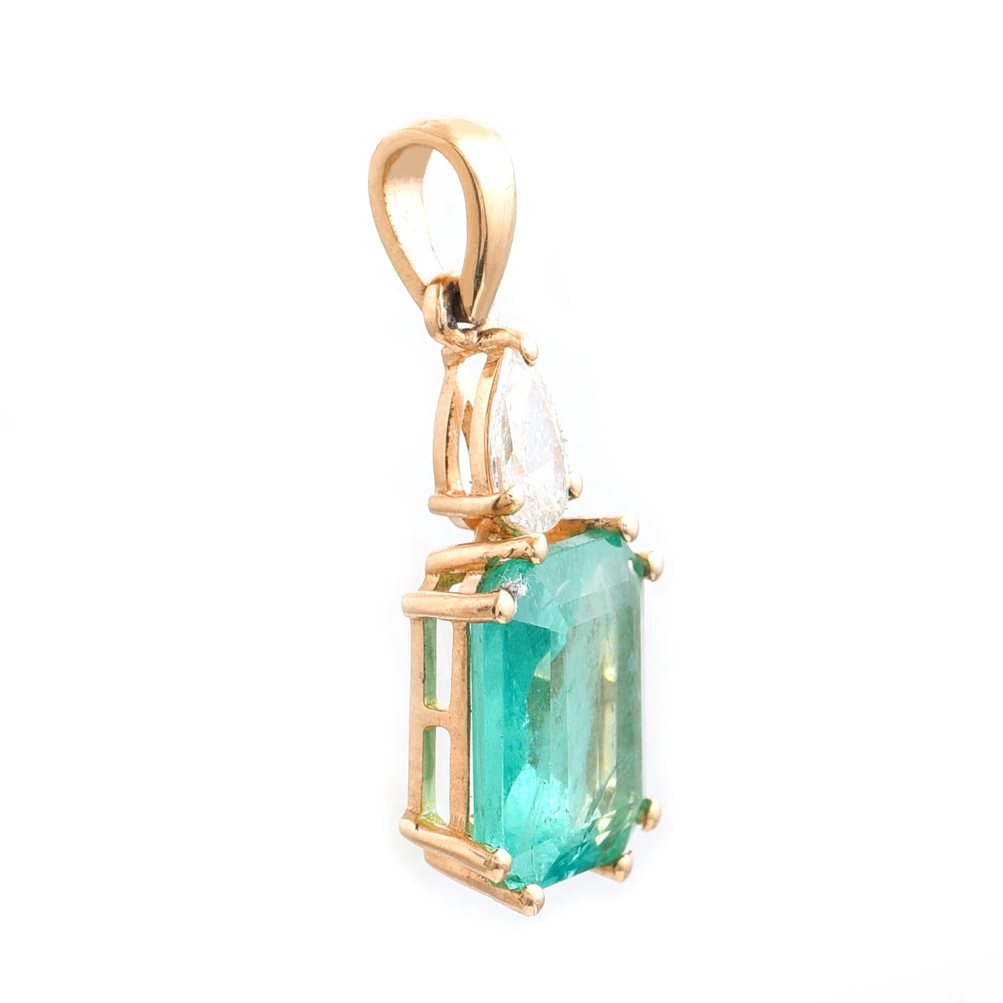 1.91 Ct Octagon Emerald 14K Gold Pendant