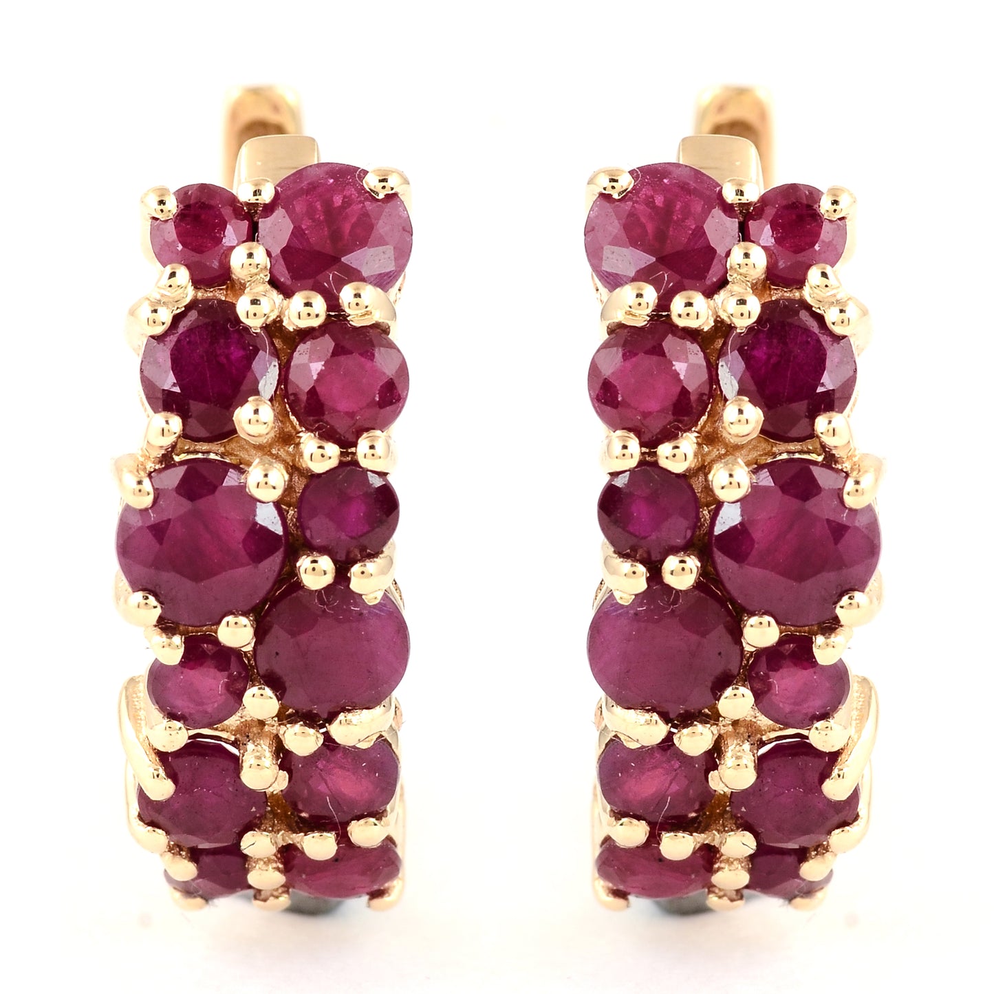 3.33 Ct Round Ruby 14K Gold Earrings
