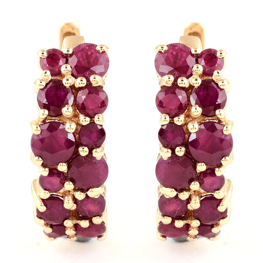 3.33 Ct Round Ruby 14K Gold Earrings