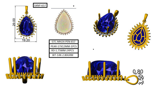 7.96 Ct Pear Opal 14K Gold Pendant