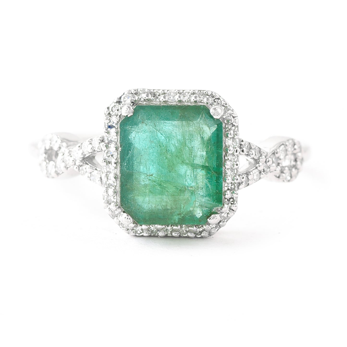 1.87 Ct Octagon Mixed Cut Natural Emerald 950 Platinum Ring