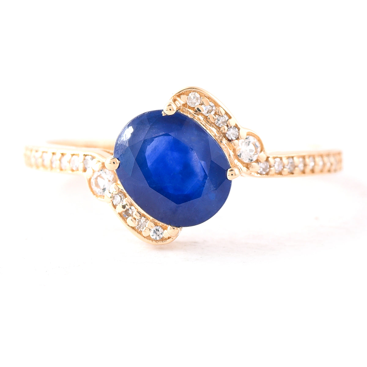 1.67 Ct Oval Mixed Cut Natural Sapphire 14K Gold Ring