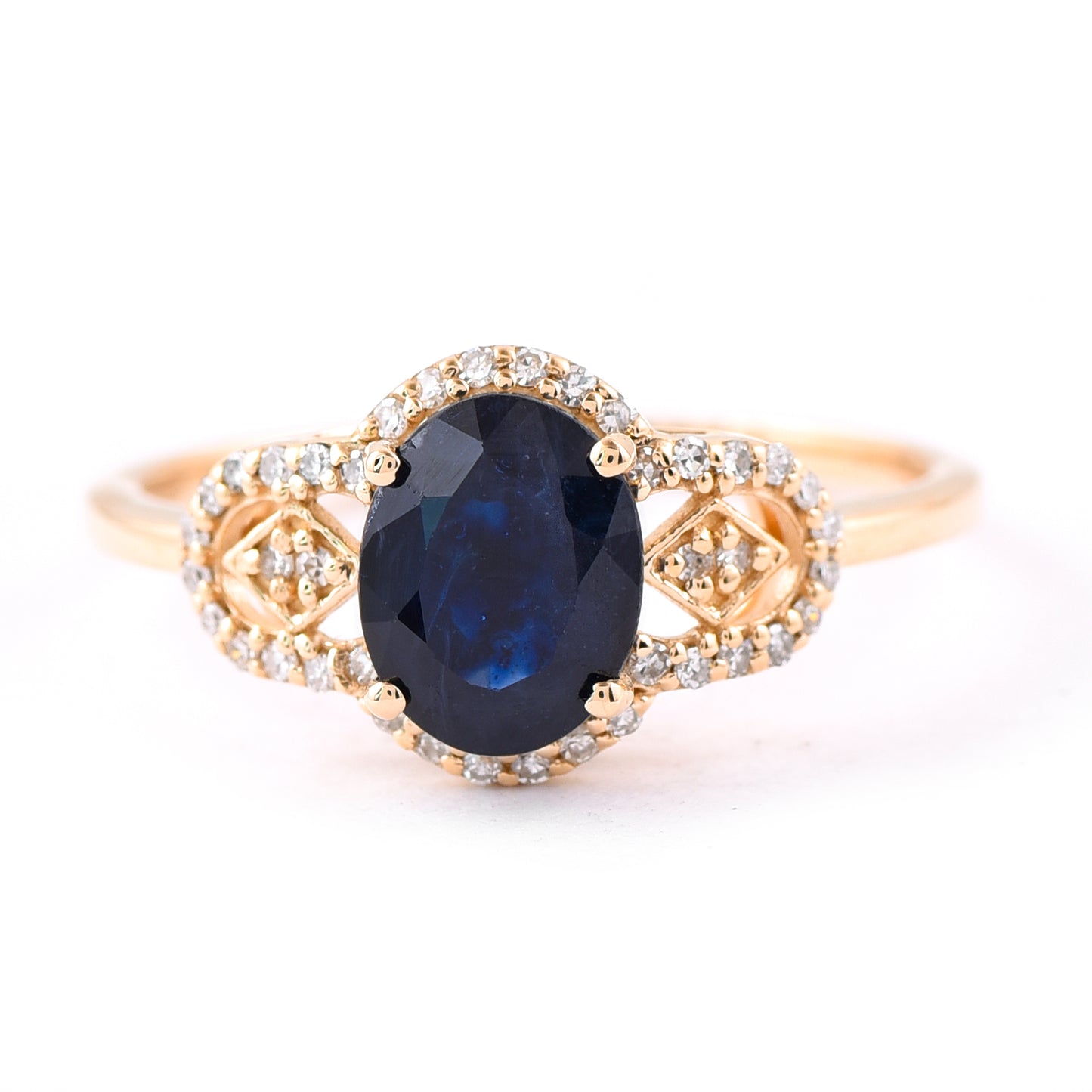 1.94 Ct Oval Mixed Cut Natural Sapphire 14K Gold Ring