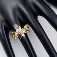 1.68 Ct Marquise Mixed Cut, Round Mixed Cut Natural Multi-Coloured Tourmaline 950 Platinum Ring