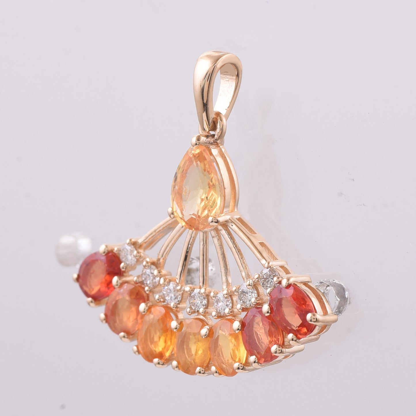 1.97 Ct Pear, Oval Natural Multi Coloured Sapphire 14K Gold Pendant
