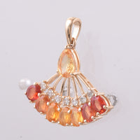 1.97 Ct Pear, Oval Natural Multi Coloured Sapphire 14K Gold Pendant
