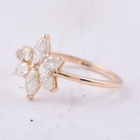 0.58 Ct Marquise, Pear Natural Diamond 14K Gold Ring