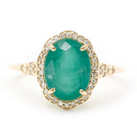 2.85 Ct Oval Natural Emerald 14K Gold Ring
