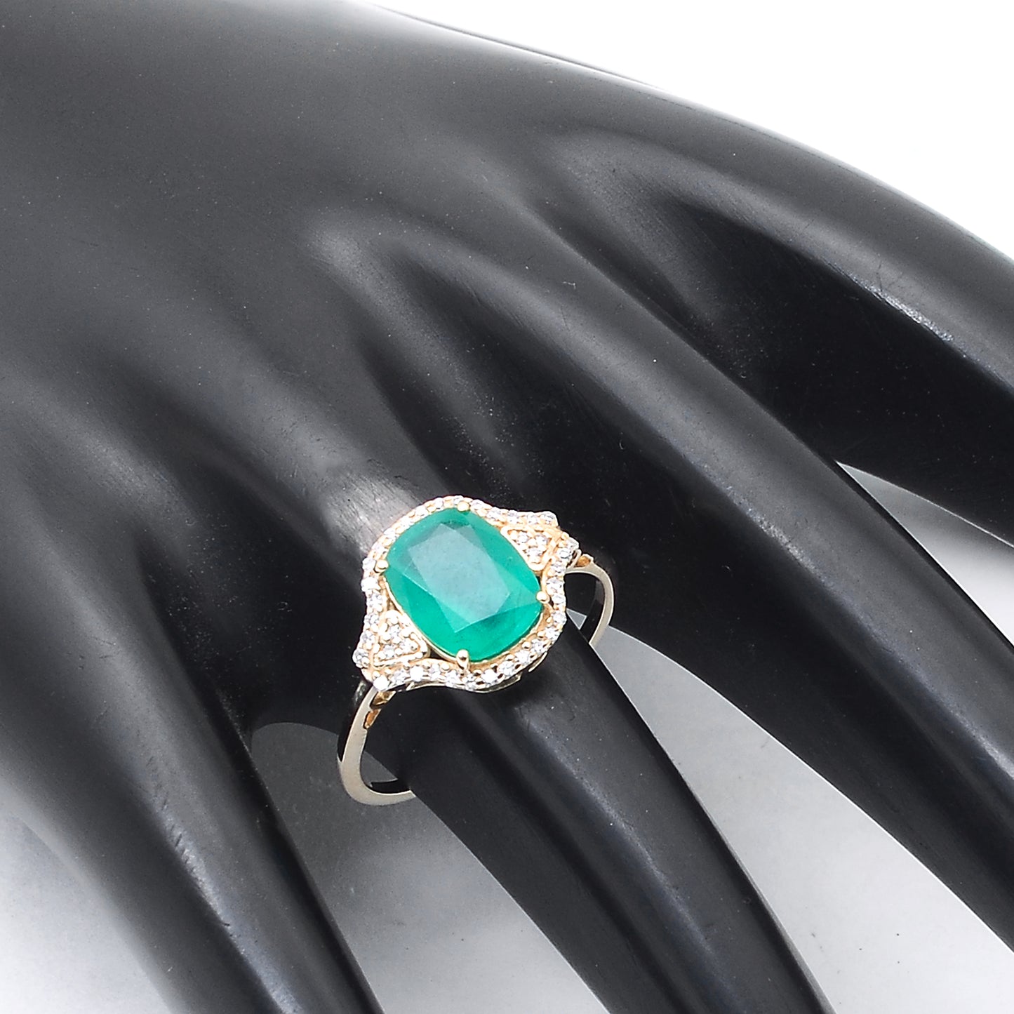 1.90 Ct Cushion Mixed Cut Natural Emerald 14K Gold Ring