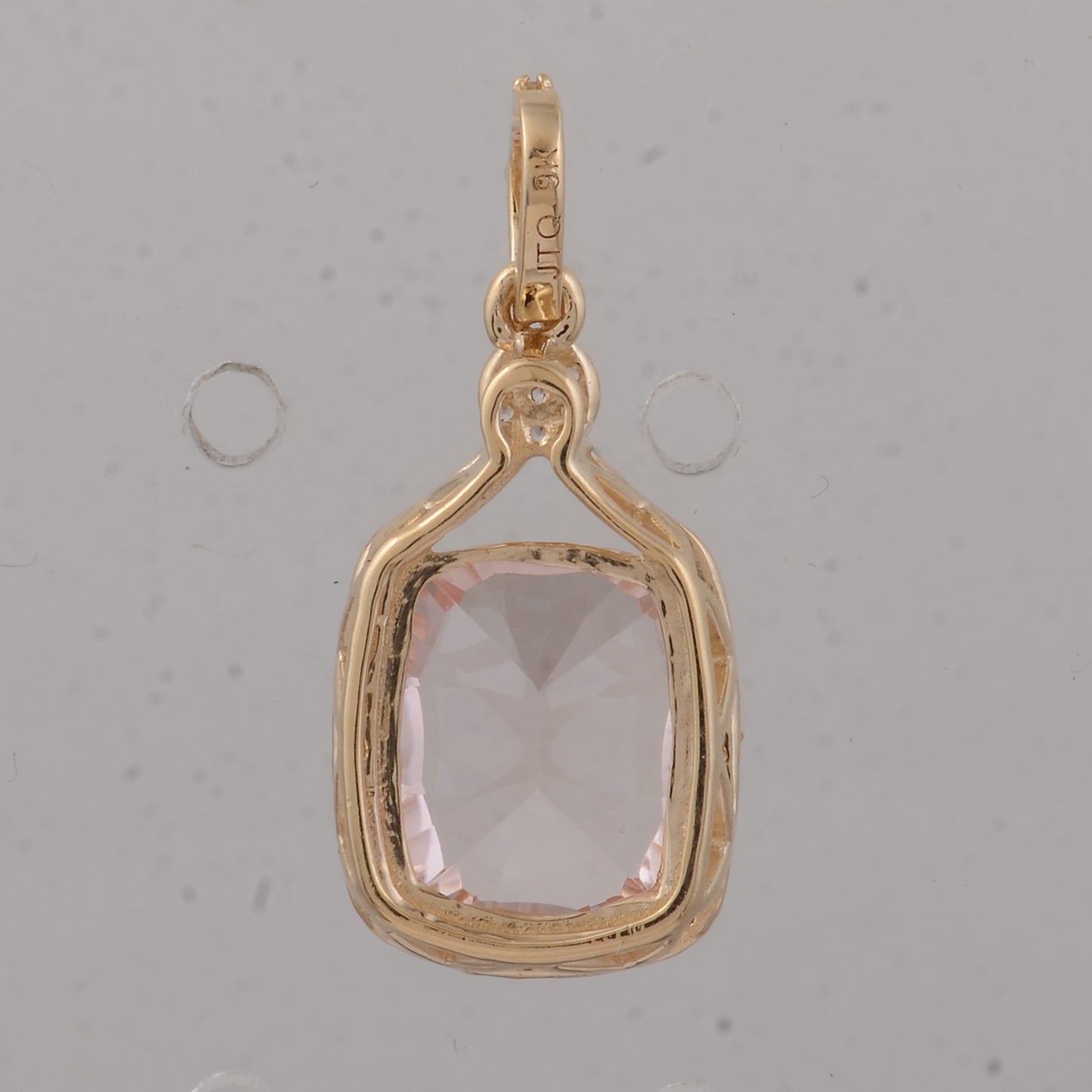 3.16 Ct Cushion Morganite 9K Gold Pendant