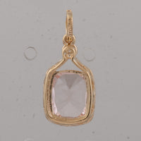 3.16 Ct Cushion Morganite 9K Gold Pendant