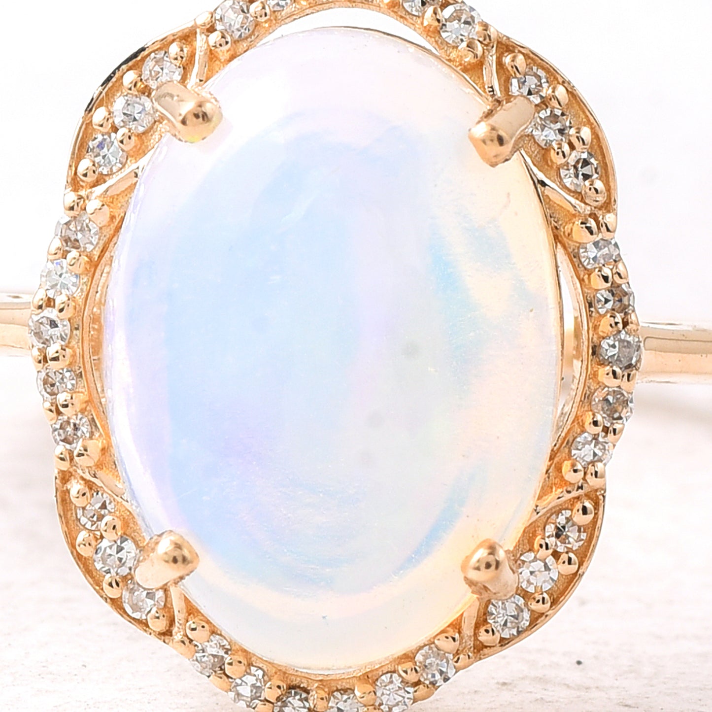 3.51 Ct Oval Cabochon Cut Natural Opal 14K Gold Ring
