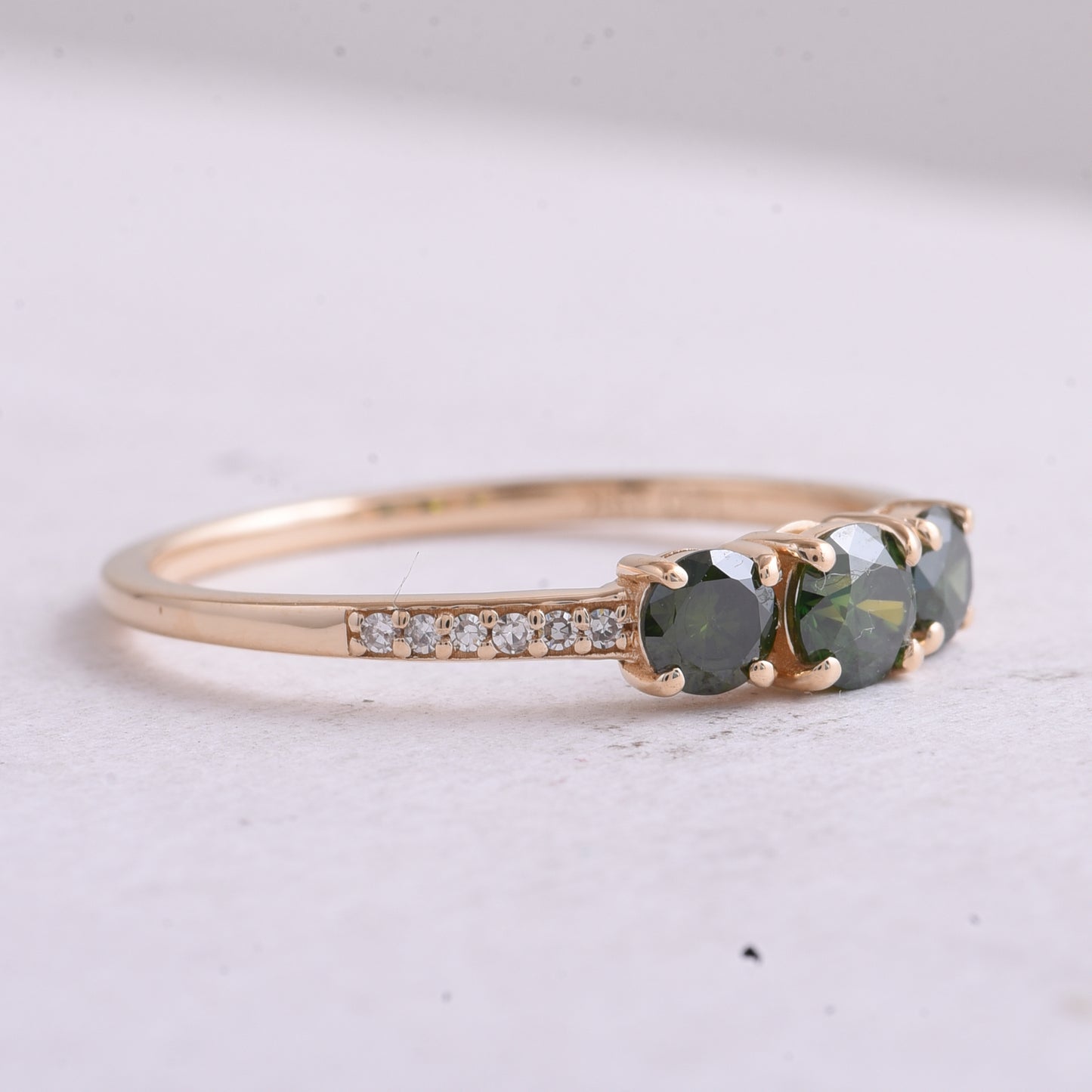 0.55 Ct Round Green Diamond 14K Gold Ring