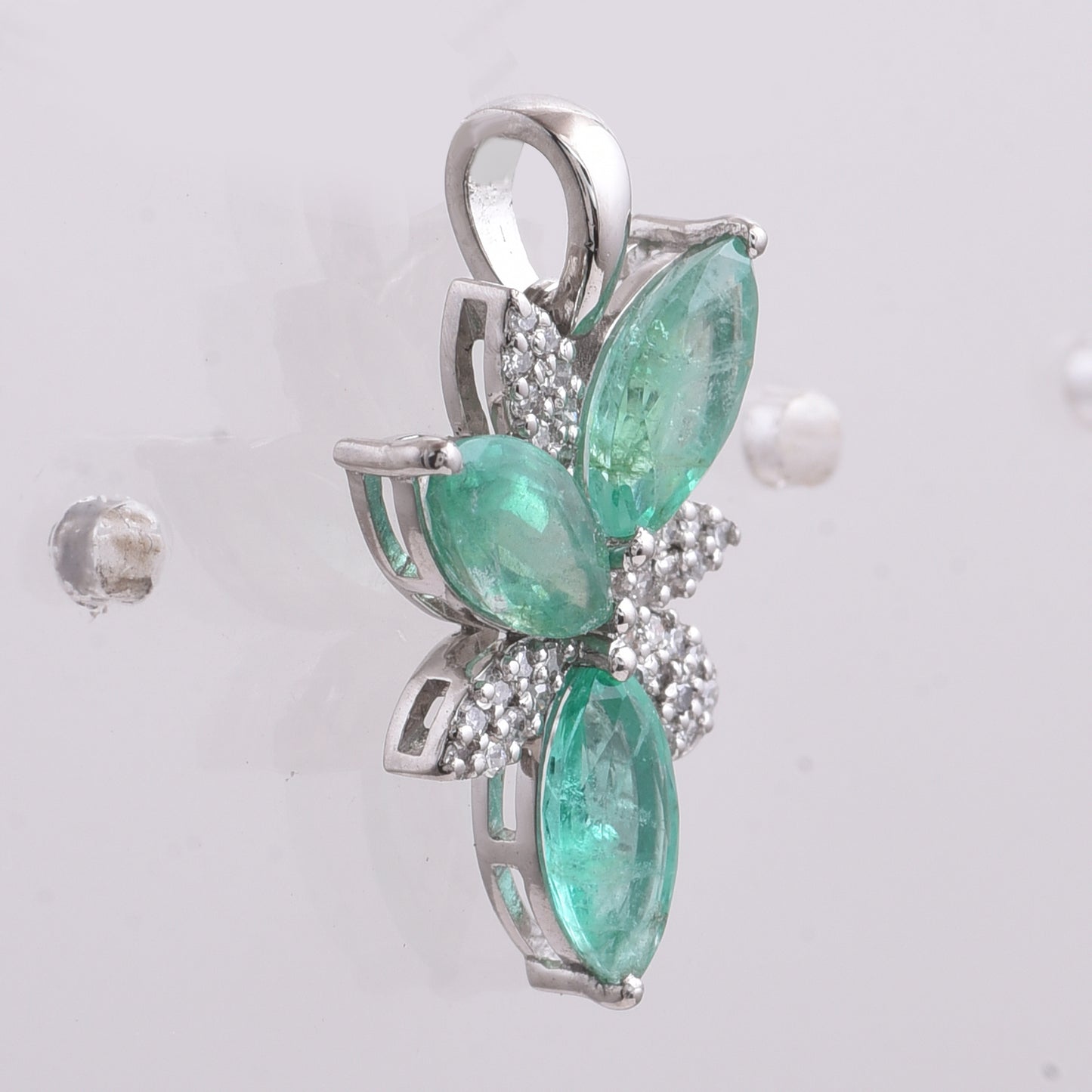 1.59 Ct Marquise Mixed Cut Natural Emerald 950 Platinum Pendant