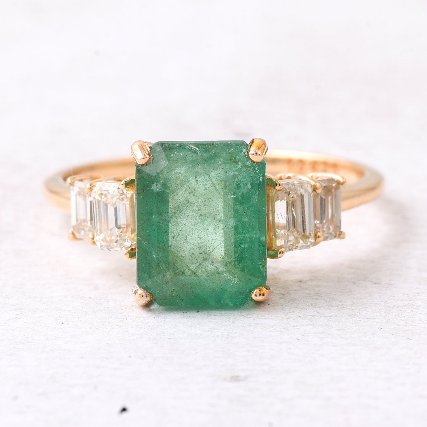 3.61 Ct Octagon Emerald 14K Gold Ring