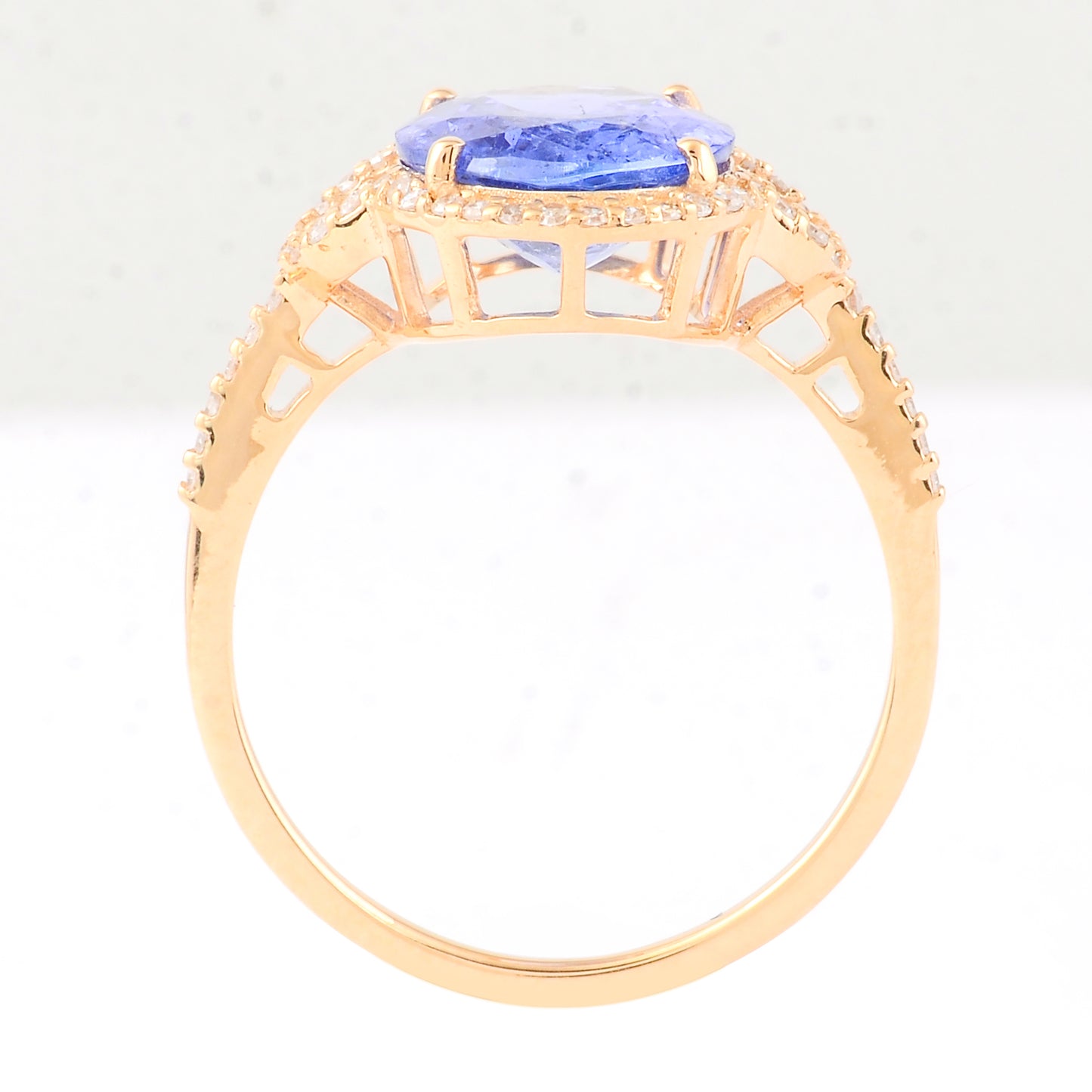 3.27 Ct Oval Mixed Cut Natural Tanzanite 14K Gold Ring