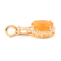 1.75 Ct Oval Mixed Cut Natural Fire Opal 14K Gold Pendant