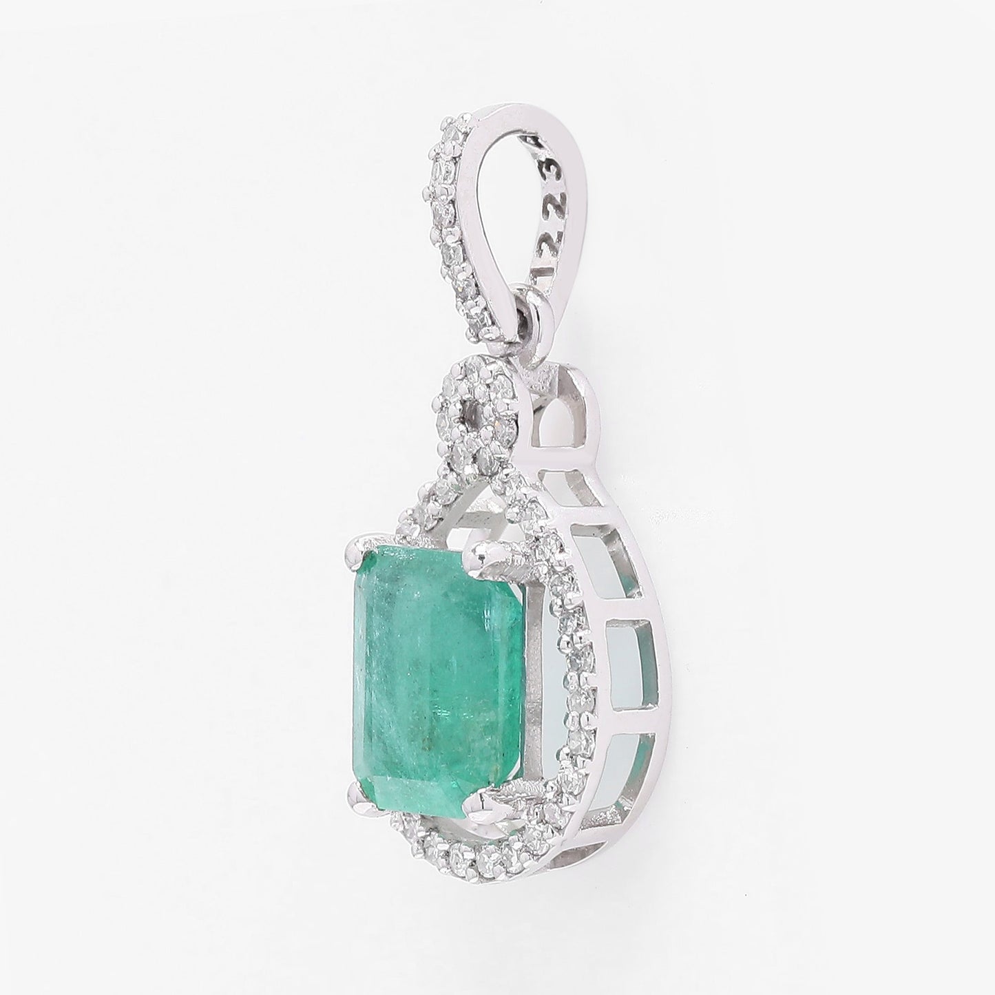 1.20 Ct Octagon Step Cut Natural Emerald 950 Platinum Pendant