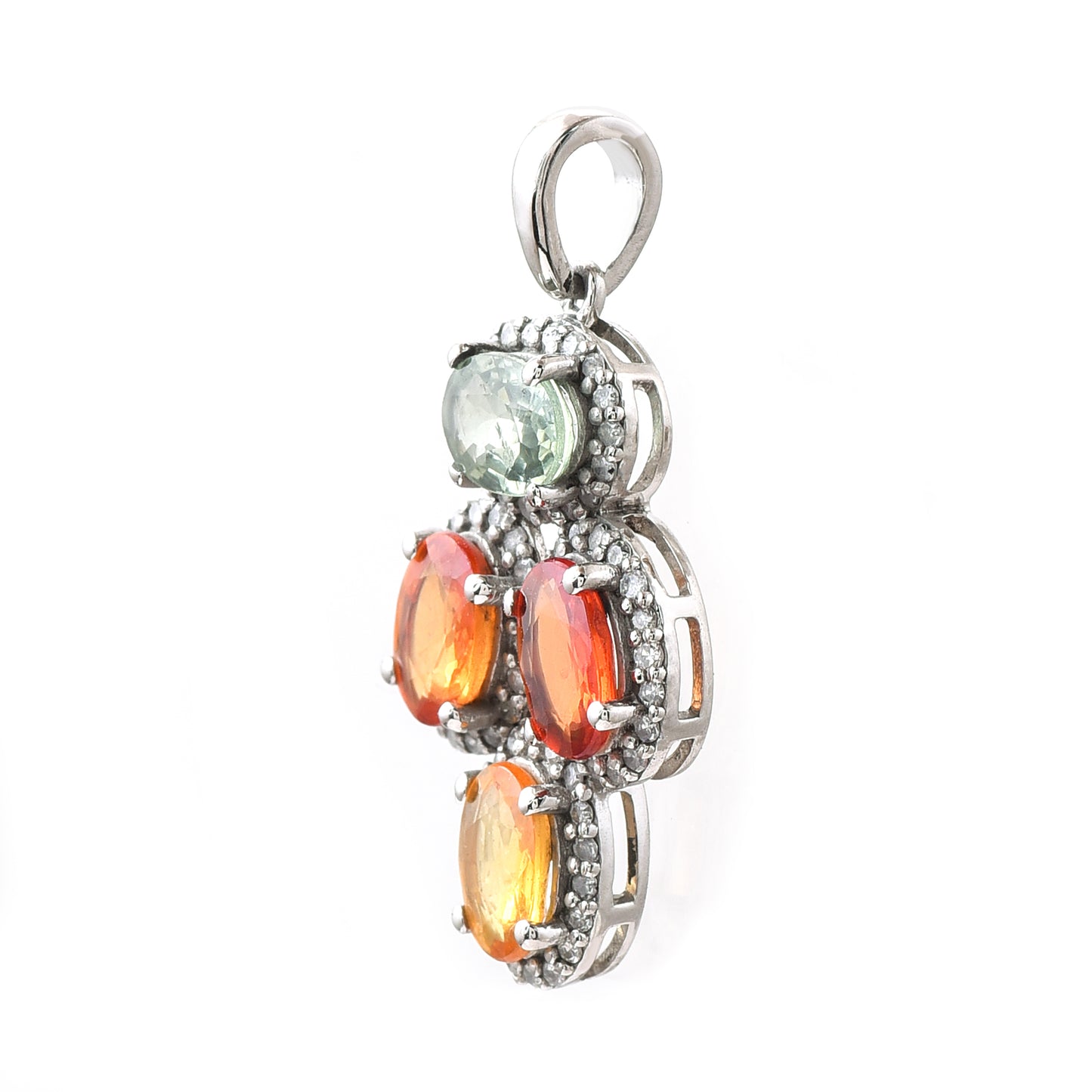 2.67 Ct Oval Multi Sapphire 950 Platinum Pendant