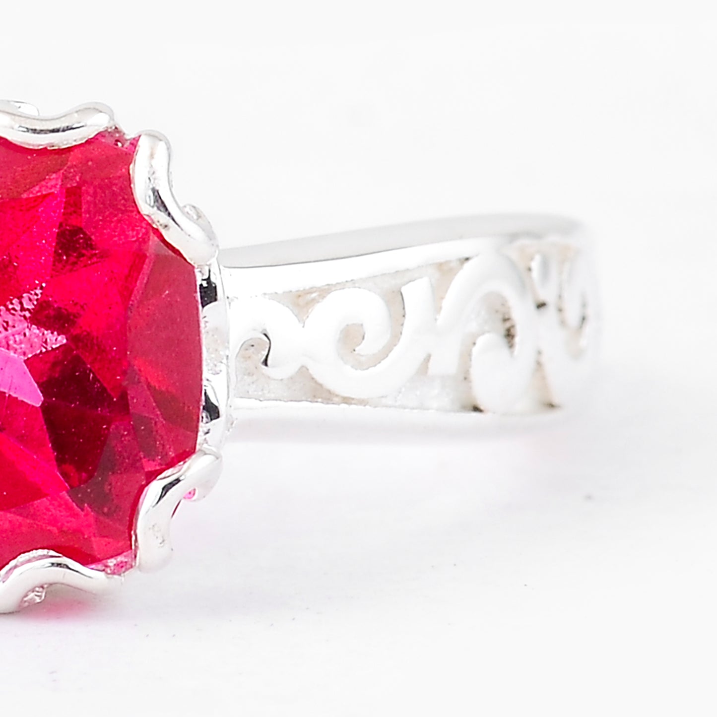 2.79 Ct Cushion Pink Topaz, 925 Sterling Silver Ring