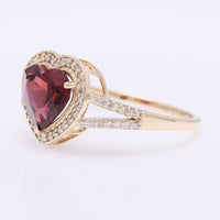 2.21 Ct Heart Mixed Cut Natural Garnet 14K Gold Ring