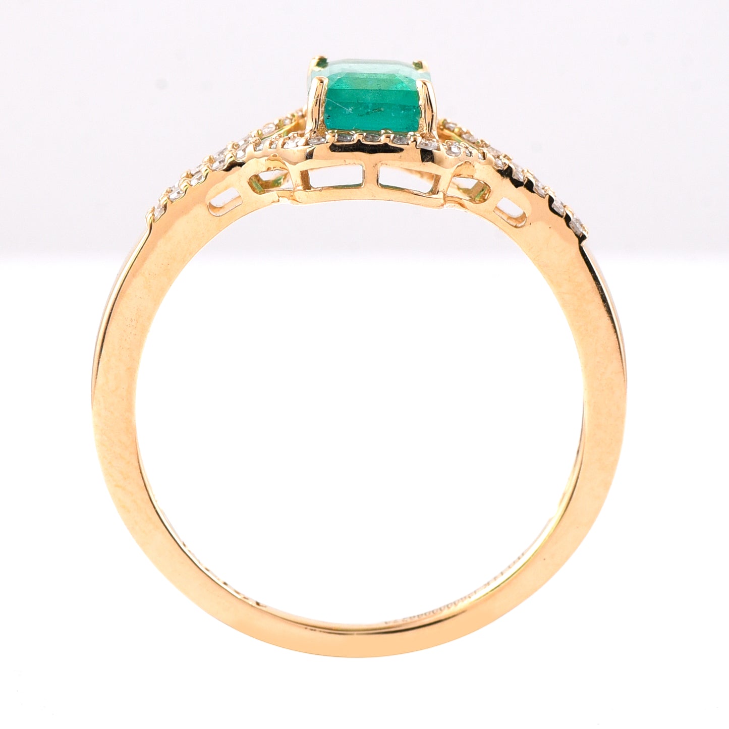 1.07 Ct Octagon Step Cut Natural Emerald 14K Gold Ring