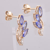 1.20 Ct Marquise Natural Tanzanite 14K Gold Earrings