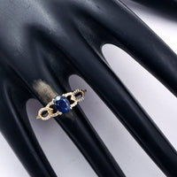 1.70 Ct Oval Mixed Cut Natural Sapphire 14K Gold Ring