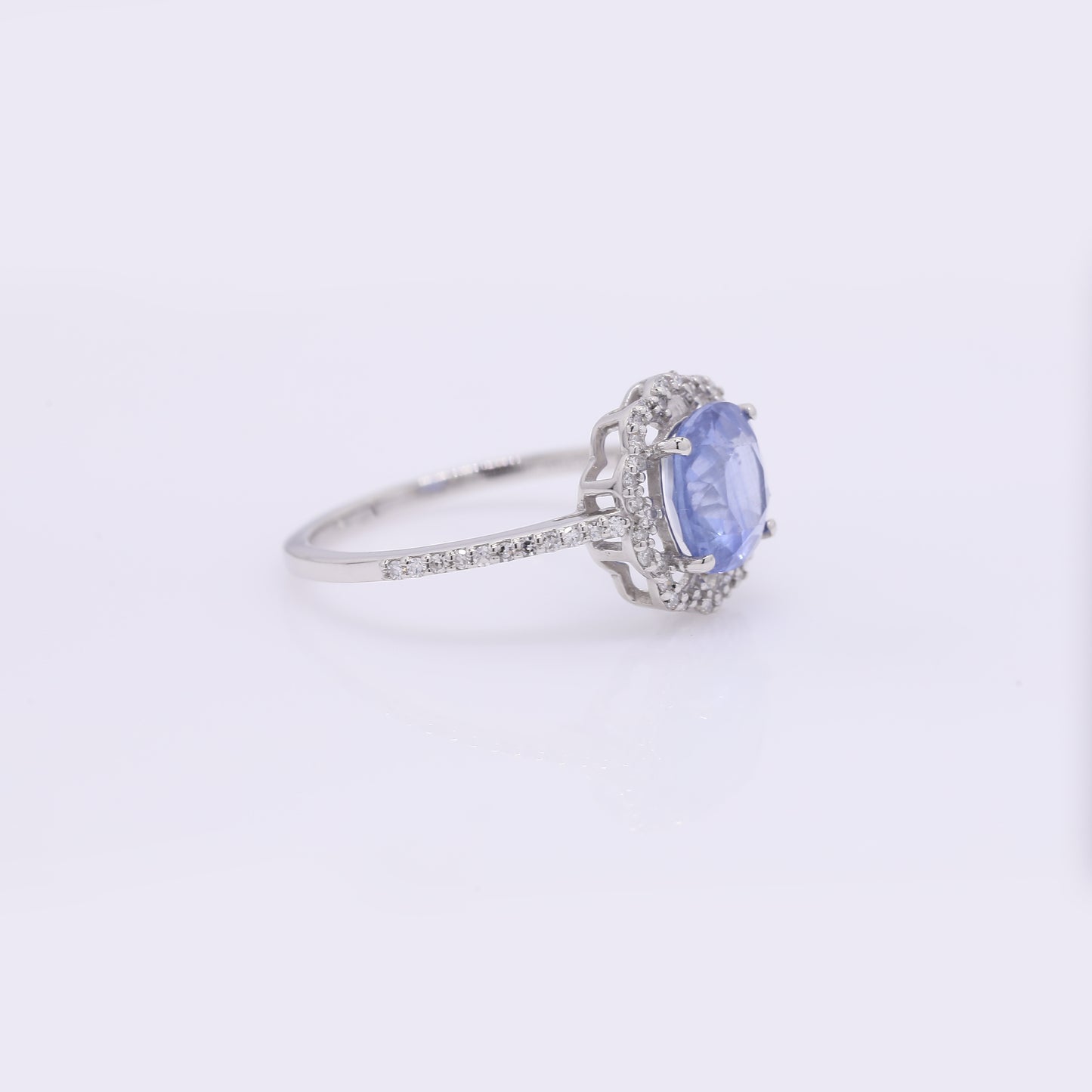 2.18 Ct Cushion Mixed Cut Natural Sapphire 950 Platinum Ring