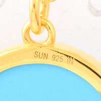 7.78 Ct Round Turquoise 925 Sterling Silver Pendant