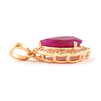 1.57 Ct Pear Mixed Cut Natural Ruby 14K Gold Pendant