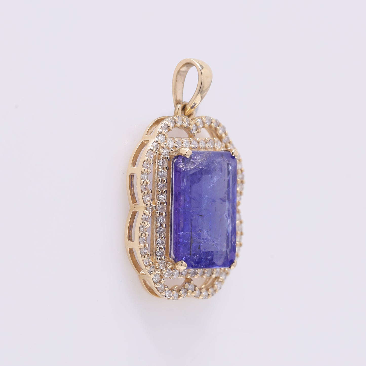 3.94 Ct Octagon Step Cut Natural Tanzanite 14K Gold Pendant